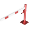 Swing barrier | with pull rope reinforcement | to be fixed by plugs, hot-dip galvanized and red coated with white reflecting rings | Barrier arm length: 1500 mm | with triangular lock